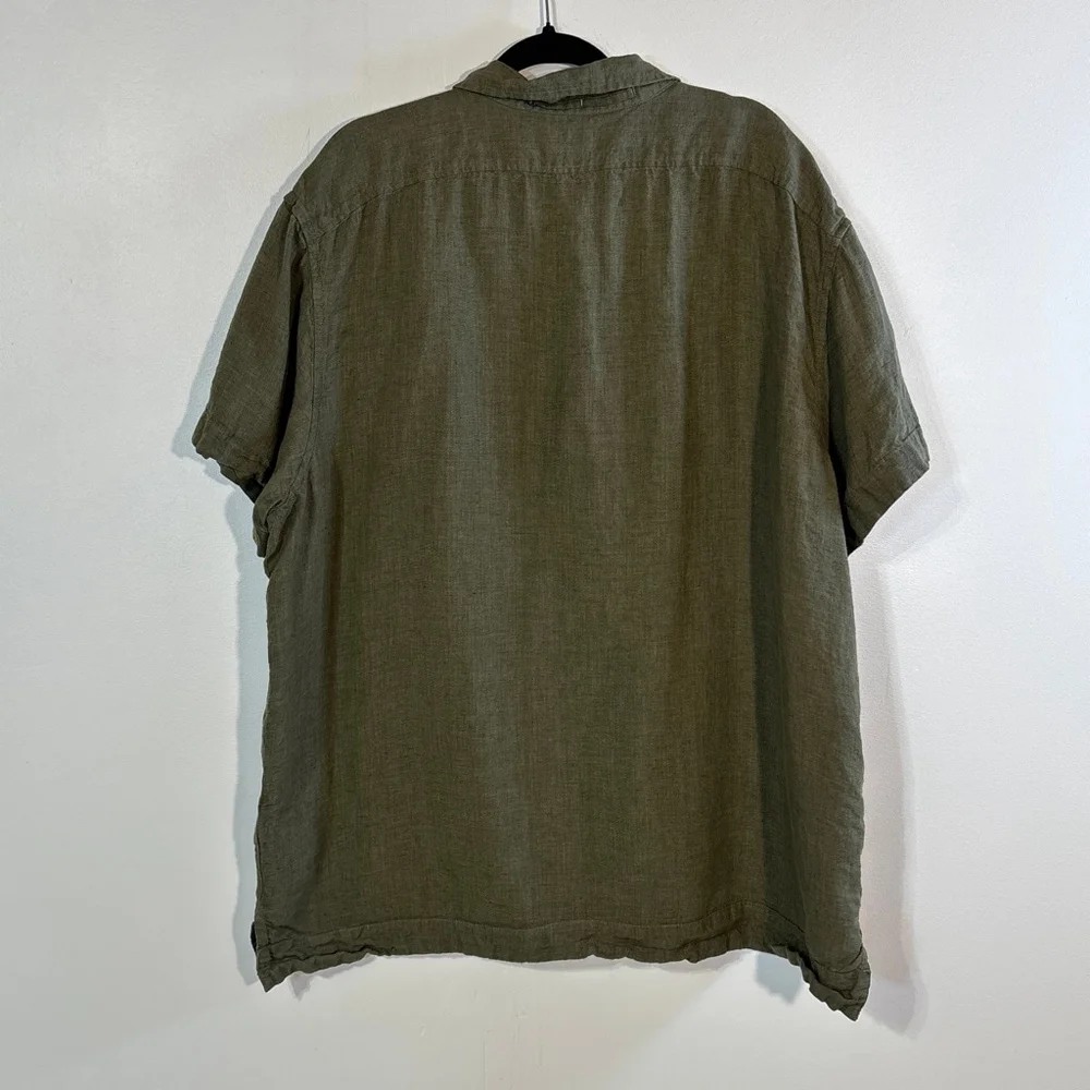 Banana Republic Linen Resort Shirt Casual Button Down Men’s XXL Olive Green